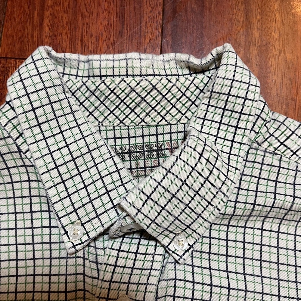 Cinch WRX FR Shirt Mens Large Green Blue White Plaid Check Western Work FLAW* - Picture 3 of 12